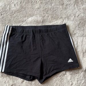 Adidas Women's Black Athletic Shorts with White Stripes
